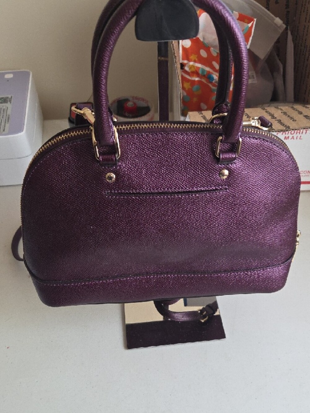 Coach Purple Dome Satchel with Gold Hardware - Picture 4 of 8